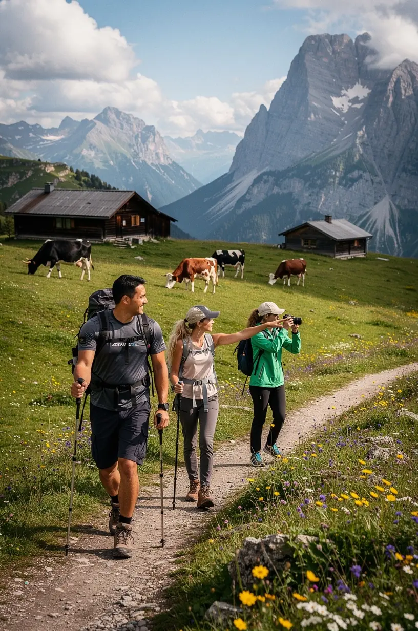 Übersichtskarte der Wanderwege in den bayerischen Alpen mit farblich gekennzeichneten Schwierigkeitsgraden und saisonalen Zugangszeiten.