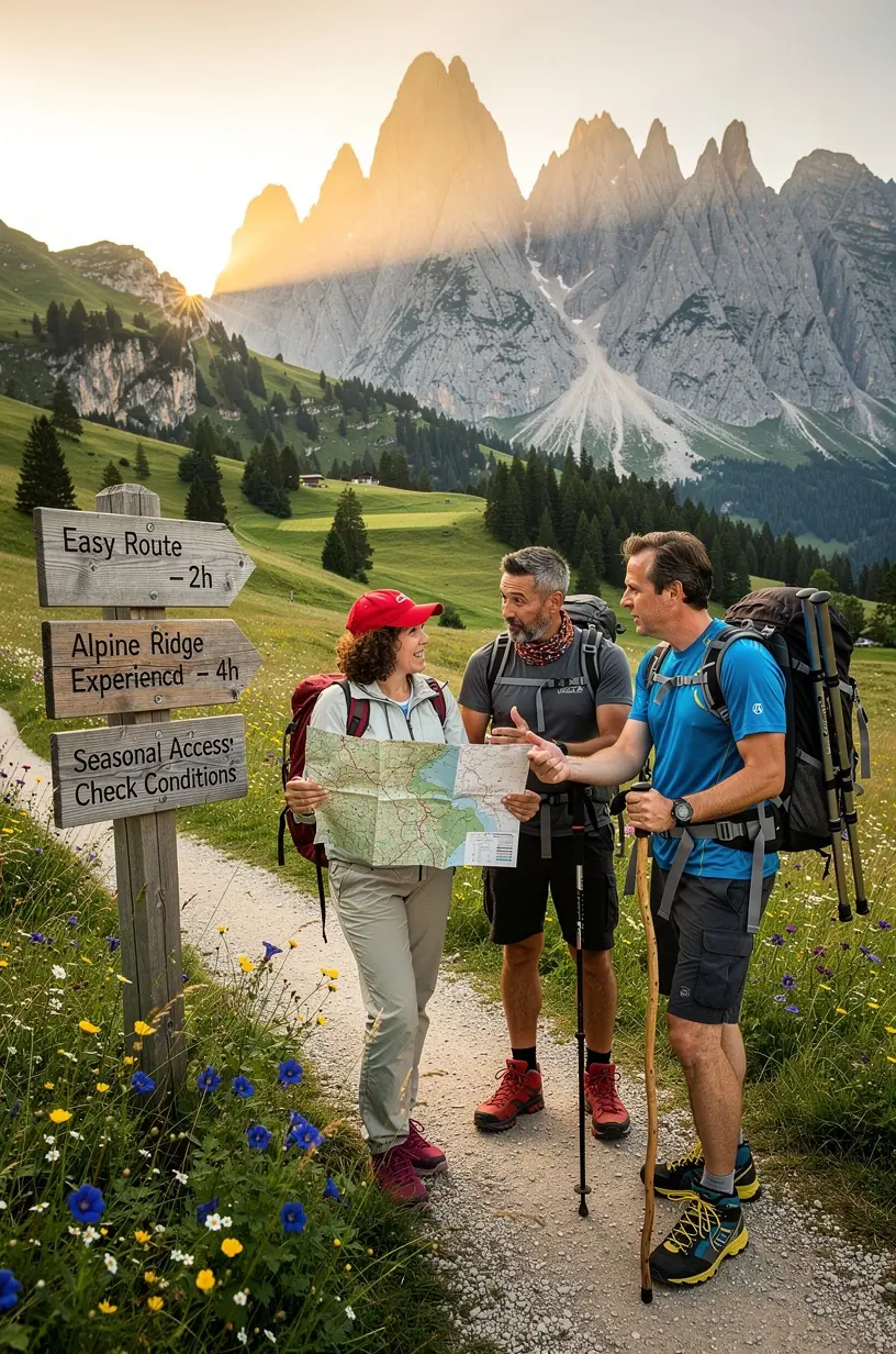 Moderner Bergbahnhof mit Informationsschaltern und Fahrplänen für den öffentlichen Nahverkehr in einer alpinen Region.